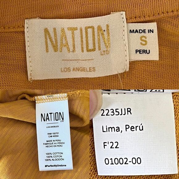 Nation LTD Women's Size S Yellow Ennis Workshirt Top NEW Retro Modern Cotton 70s - Picture 4 of 13